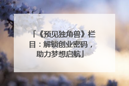 《预见独角兽》栏目：解锁创业密码，助力梦想启航