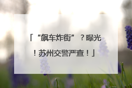 “飙车炸街”？曝光！苏州交警严查！