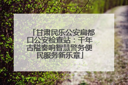甘肃民乐公安扁都口公安检查站：千年古隘奏响智慧警务便民服务新乐章