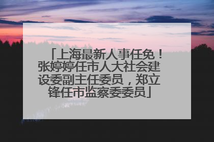 上海最新人事任免！张婷婷任市人大社会建设委副主任委员，郑立锋任市监察委委员
