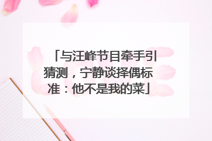 与汪峰节目牵手引猜测，宁静谈择偶标准：他不是我的菜