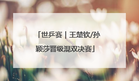 世乒赛｜王楚钦/孙颖莎晋级混双决赛
