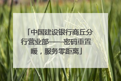 中国建设银行商丘分行营业部——密码重置暖，服务零距离