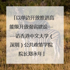 以单边开放推进高能级开放强省建设——访香港中文大学（深圳）公共政策学院院长郑永年