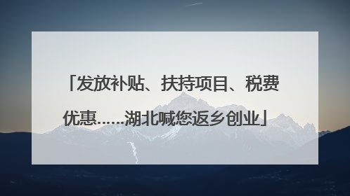 发放补贴、扶持项目、税费优惠……湖北喊您返乡创业