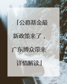 公募基金最新政策来了，广东博众带来详情解读