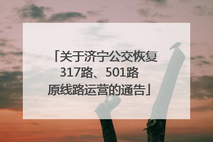 关于济宁公交恢复317路、501路原线路运营的通告
