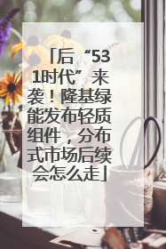 后“531时代”来袭！隆基绿能发布轻质组件，分布式市场后续会怎么走