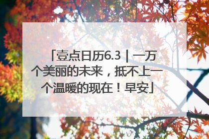 壹点日历6.3｜一万个美丽的未来，抵不上一个温暖的现在！早安