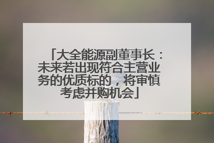 大全能源副董事长：未来若出现符合主营业务的优质标的，将审慎考虑并购机会