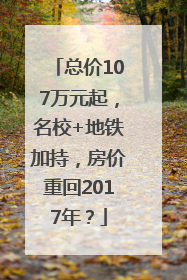 总价107万元起，名校+地铁加持，房价重回2017年？