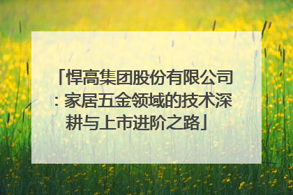 悍高集团股份有限公司：家居五金领域的技术深耕与上市进阶之路