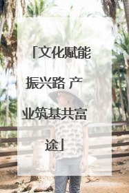 文化赋能振兴路 产业筑基共富途