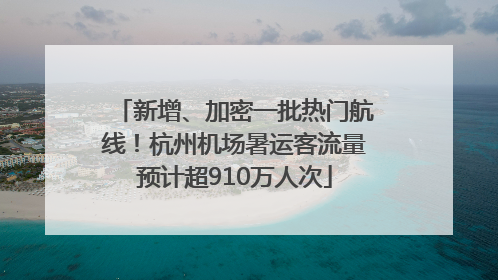 新增、加密一批热门航线！杭州机场暑运客流量预计超910万人次