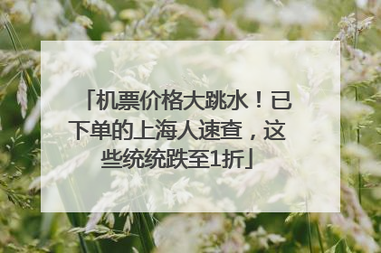 机票价格大跳水！已下单的上海人速查，这些统统跌至1折