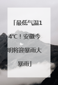 最低气温14℃！安徽今明将迎暴雨大暴雨