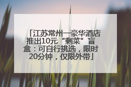 江苏常州一豪华酒店推出10元“剩菜”盲盒：可自行挑选，限时20分钟，仅限外带