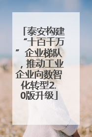 泰安构建“十百千万”企业梯队，推动工业企业向数智化转型2.0版升级