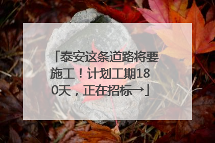 泰安这条道路将要施工！计划工期180天，正在招标→