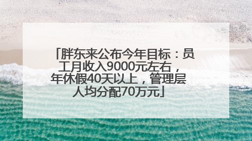 胖东来公布今年目标：员工月收入9000元左右，年休假40天以上，管理层人均分配70万元