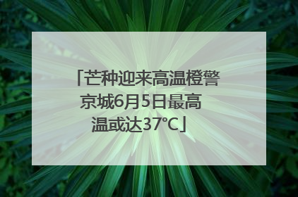 芒种迎来高温橙警 京城6月5日最高温或达37℃