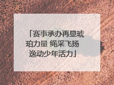 赛事承办再显琥珀力量 绳采飞扬逸动少年活力