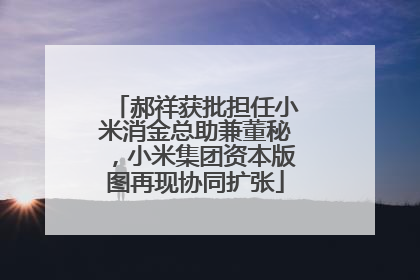 郝祥获批担任小米消金总助兼董秘，小米集团资本版图再现协同扩张
