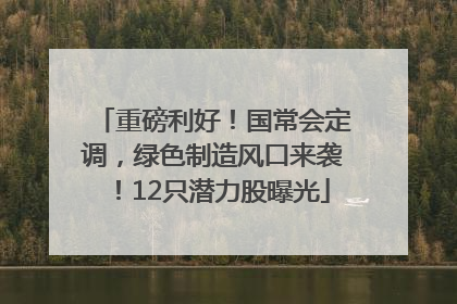 重磅利好！国常会定调，绿色制造风口来袭！12只潜力股曝光