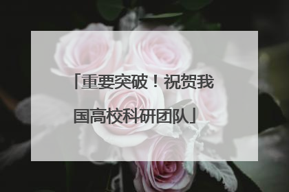 重要突破！祝贺我国高校科研团队