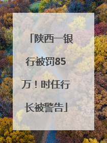 陕西一银行被罚85万！时任行长被警告