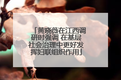 黄晓薇在江西调研时强调 在基层社会治理中更好发挥妇联组织作用